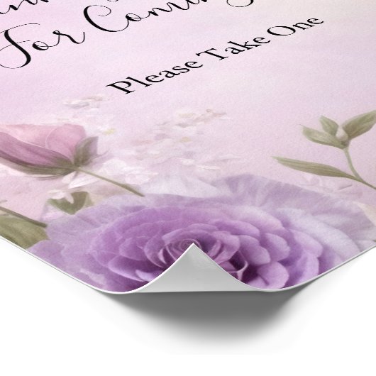 Paarse Bloemen Vrijgezellenfeest Favoriet Tafeltek Poster (Hoek)