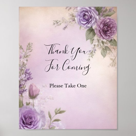 Paarse Bloemen Vrijgezellenfeest Favoriet Tafeltek Poster (Voorkant)