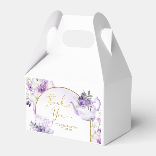 Paarse Bloemen Vrijgezellenfeest Tea Party Favor B Bedankdoosjes (Achterkant)