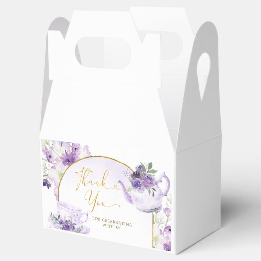 Paarse Bloemen Vrijgezellenfeest Tea Party Favor B Bedankdoosjes (Geopend)