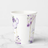 Paarse Bloemen Vrijgezellenfeest Tea Party Paper C Papieren Bekers (Links)