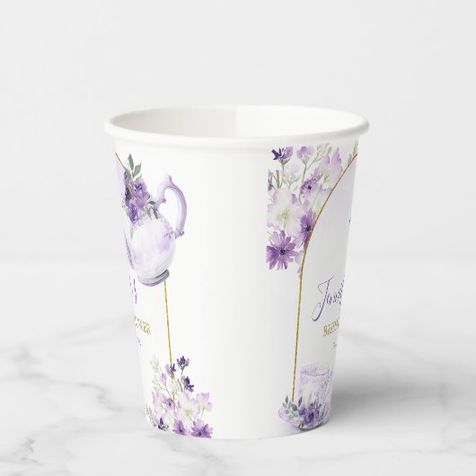 Paarse Bloemen Vrijgezellenfeest Tea Party Paper C Papieren Bekers (Links)