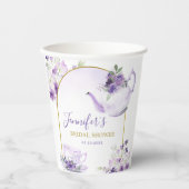 Paarse Bloemen Vrijgezellenfeest Tea Party Paper C Papieren Bekers (Voorkant)