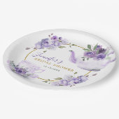 Paarse Bloemen Vrijgezellenfeest Tea Party Papier  Papieren Bordje (Gekanteld)