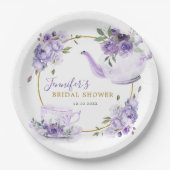Paarse Bloemen Vrijgezellenfeest Tea Party Papier  Papieren Bordje (Voorkant)