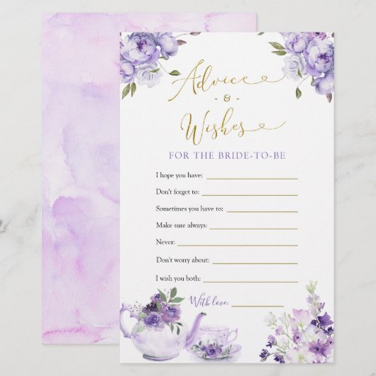 Paarse Bloemen Vrijgezellenfeest Thee Advies en We (Voorkant / Achterkant)