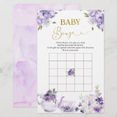 Paarse Bloemen Vrijgezellenfeest Thee Baby Bingo S (Voorkant / Achterkant)