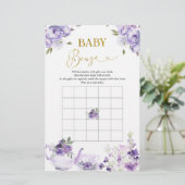 Paarse Bloemen Vrijgezellenfeest Thee Baby Bingo S (Staand voorkant)