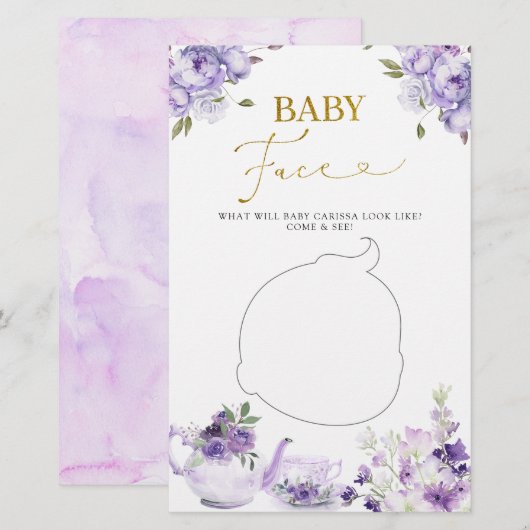 Paarse Bloemen Vrijgezellenfeest Thee Baby Gezicht (Voorkant / Achterkant)