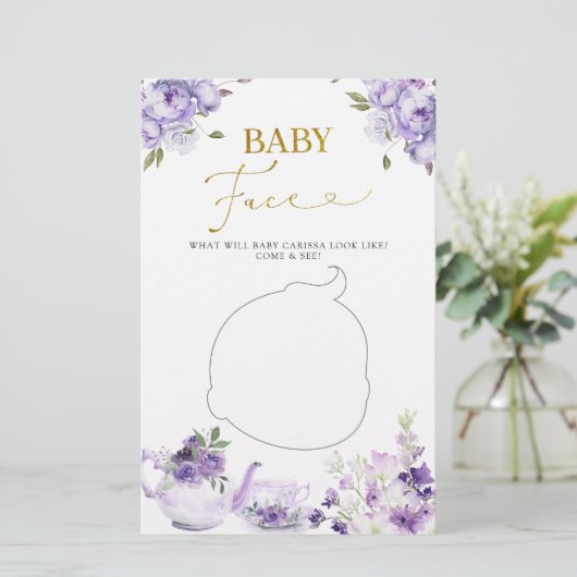 Paarse Bloemen Vrijgezellenfeest Thee Baby Gezicht (Staand voorkant)