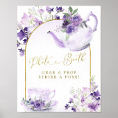 Paarse Bloemen Vrijgezellenfeest Theehokje teken Poster (Voorkant)