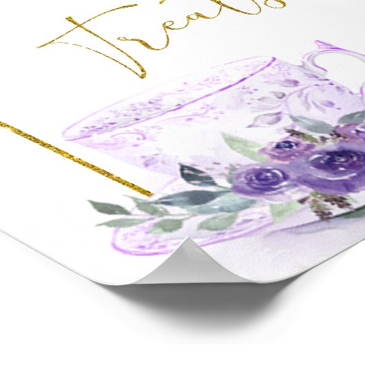 Paarse Bloemen Vrijgezellenfeest Theesnoepjes en - Poster (Hoek)