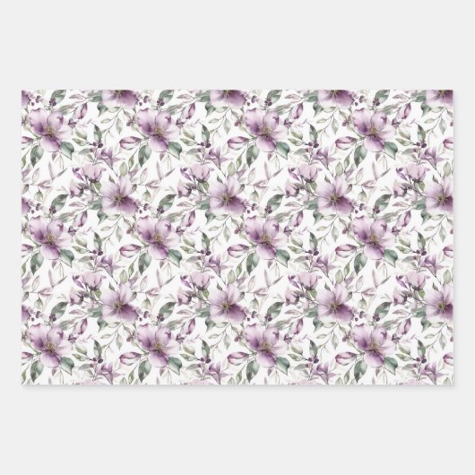 Paarse Bloemen Vrijgezellenfeest Verjaardag Haar b Inpakpapier Vel (Voorkant)