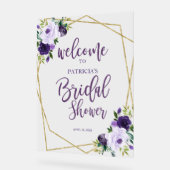 Paarse Bloemen Vrijgezellenfeest Welkom Acryl Bord (Hoek)