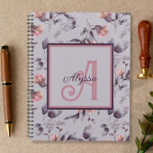 Paarse Bloemen Vrouwelijke Monogrammed Initiaal & Planner