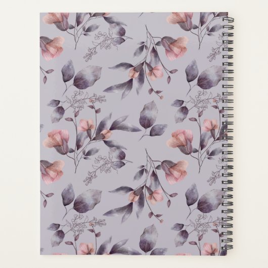 Paarse Bloemen Vrouwelijke Monogrammed Initiaal & Planner (Achterkant)