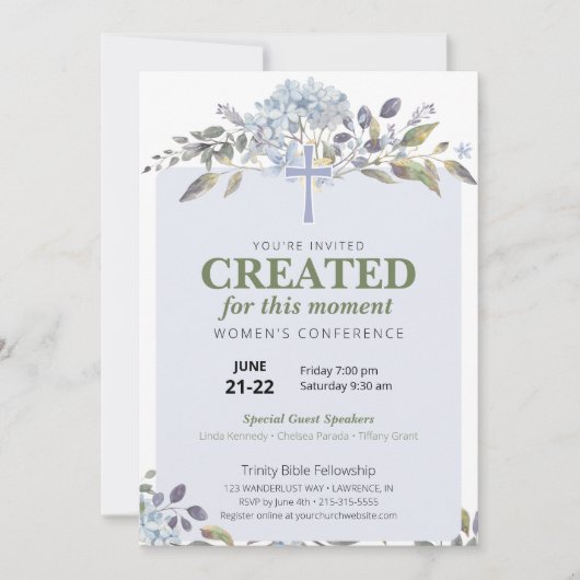 Paarse Bloemen Vrouwen Kerkconferentie Kaart (Voorkant)