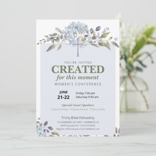 Paarse Bloemen Vrouwen Kerkconferentie Kaart (Staand voorkant)