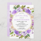 Paarse Bloemen waterverf afstudeerfeest Kaart (Voorkant / Achterkant)