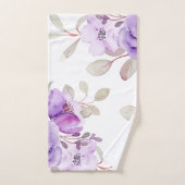 Paarse Bloemen Waterverf Bash Wit Bad Handdoek (Handdoek)
