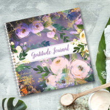 Paarse Bloemen waterverf Boho Dankbaarheid Dagboek