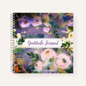 Paarse Bloemen waterverf Boho Dankbaarheid Dagboek Notitieboek (Voorkant)