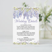 Paarse Bloemen Waterverf Bruiloft Details Kaart (Staand voorkant)