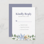 Paarse Bloemen Waterverf Bruiloft Reactie Kaart (Voorkant / Achterkant)