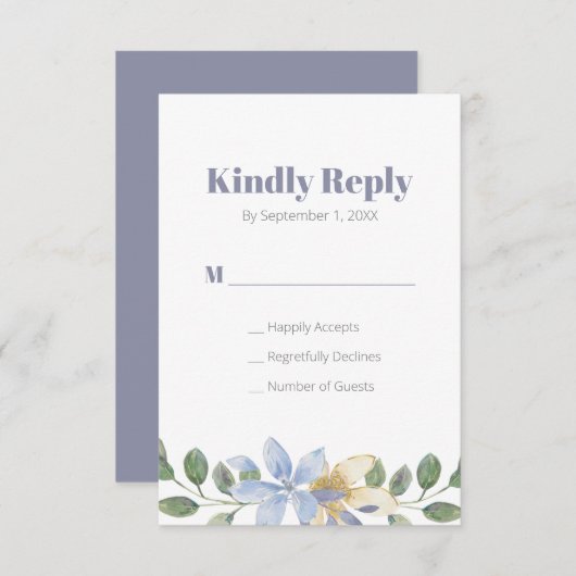 Paarse Bloemen Waterverf Bruiloft Reactie Kaart (Voorkant / Achterkant)