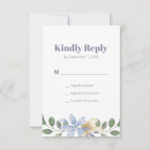 Paarse Bloemen Waterverf Bruiloft Reactie Kaart