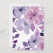 Paarse Bloemen Waterverf Brunch Uitnodigen Kaart (Achterkant)