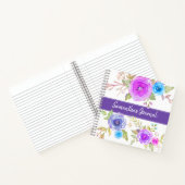 Paarse Bloemen waterverf Custom Script Journal Notitieboek (Binnen)