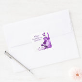 Paarse Bloemen Waterverf Custom Vrijgezellenfeest Vierkante Sticker (Envelop)