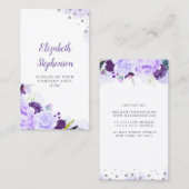 Paarse Bloemen Waterverf Elegant en Modern Visitekaartje (Voorkant / Achterkant)