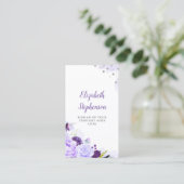 Paarse Bloemen Waterverf Elegant en Modern Visitekaartje (Staand voorkant)