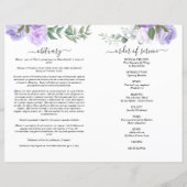 Paarse Bloemen Waterverf Foto Begrafenisprogramma (Achterkant)