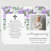 Paarse Bloemen Waterverf Foto Begrafenisprogramma (Voorkant / Achterkant)