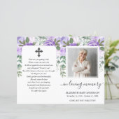 Paarse Bloemen Waterverf Foto Begrafenisprogramma (Staand voorkant)