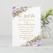 Paarse Bloemen Waterverf Gold Gelofte Vernieuwing Kaart (Staand voorkant)