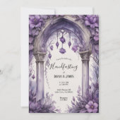 Paarse Bloemen Waterverf Gotische Pagan Handfasten Kaart (Voorkant)
