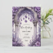 Paarse Bloemen Waterverf Gotische Pagan Handfasten Kaart (Staand voorkant)