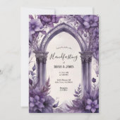 Paarse Bloemen Waterverf Gotische Pagan Handfasten Kaart (Voorkant)