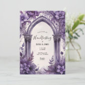 Paarse Bloemen Waterverf Gotische Pagan Handfasten Kaart (Staand voorkant)