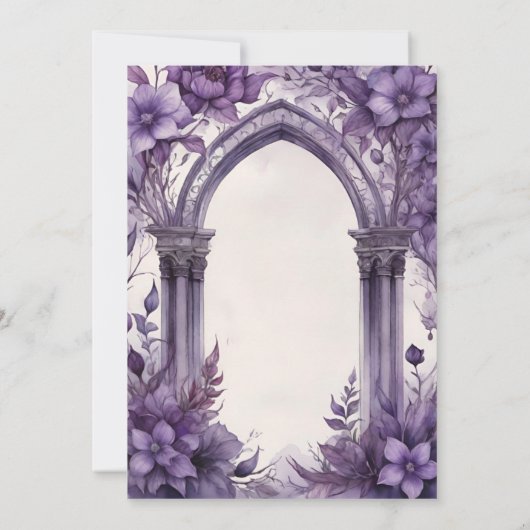 Paarse Bloemen Waterverf Gotische Pagan Handfasten Kaart (Achterkant)