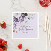 Paarse Bloemen Waterverf Lavendel Baby shower Servet (Insitu)