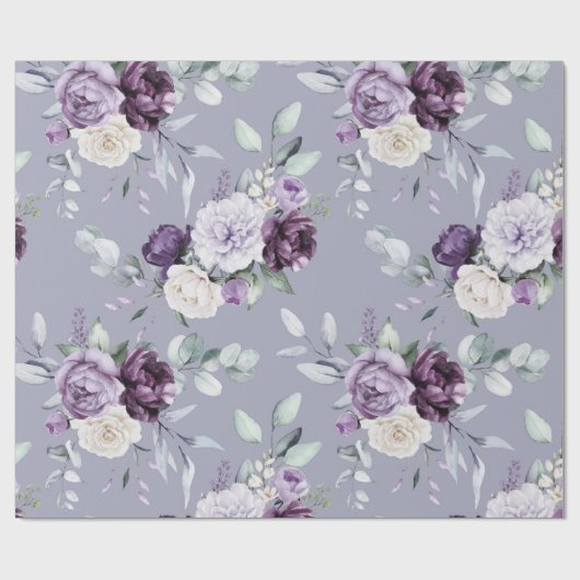 Paarse Bloemen Waterverf Modern Cadeaupapier (Vlak)