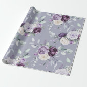 Paarse Bloemen Waterverf Modern Cadeaupapier (Uitgerold)