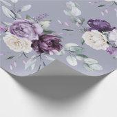 Paarse Bloemen Waterverf Modern Cadeaupapier (Hoek)
