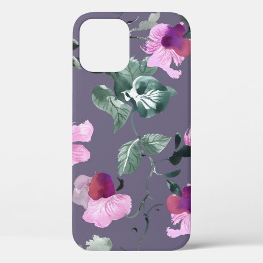 Paarse bloemen: waterverf naadloos patroon. Case-Mate iPhone case (Achterkant)