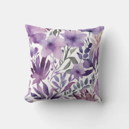  Paarse Bloemen Waterverf Ontwerp Kussen